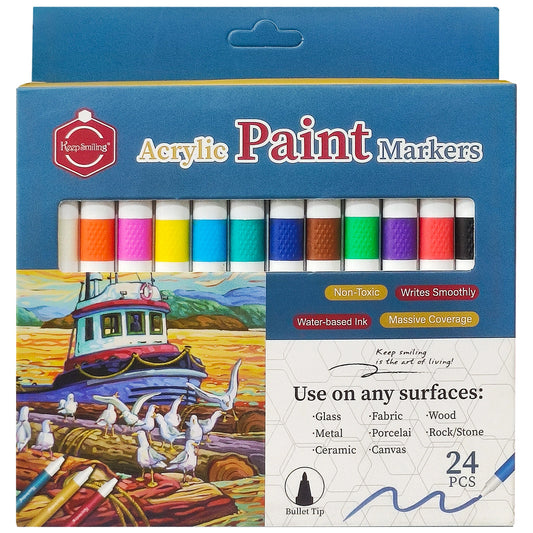 Acrylic Bullet Tip Paint Markers 24pcs Box APM002 - Saleemi Book Depot
