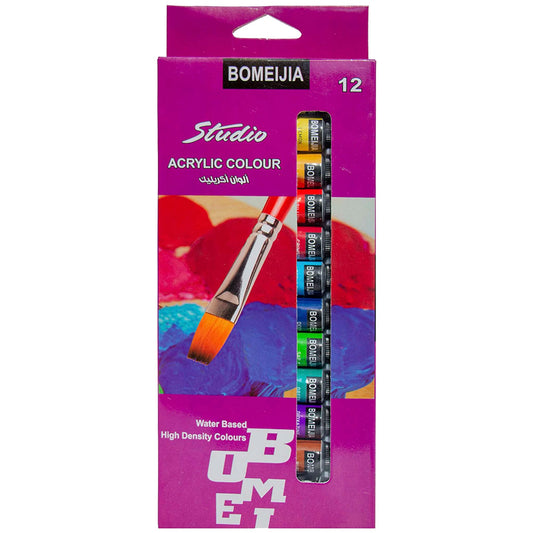Bomeijia Studio Acrylic Colour 12Pcs - Saleemi Book Depot in pakistan