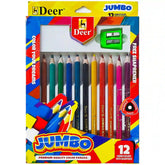 Deer 12 Colour Pencil Jumbo 300 12 - Saleemi Book Depot