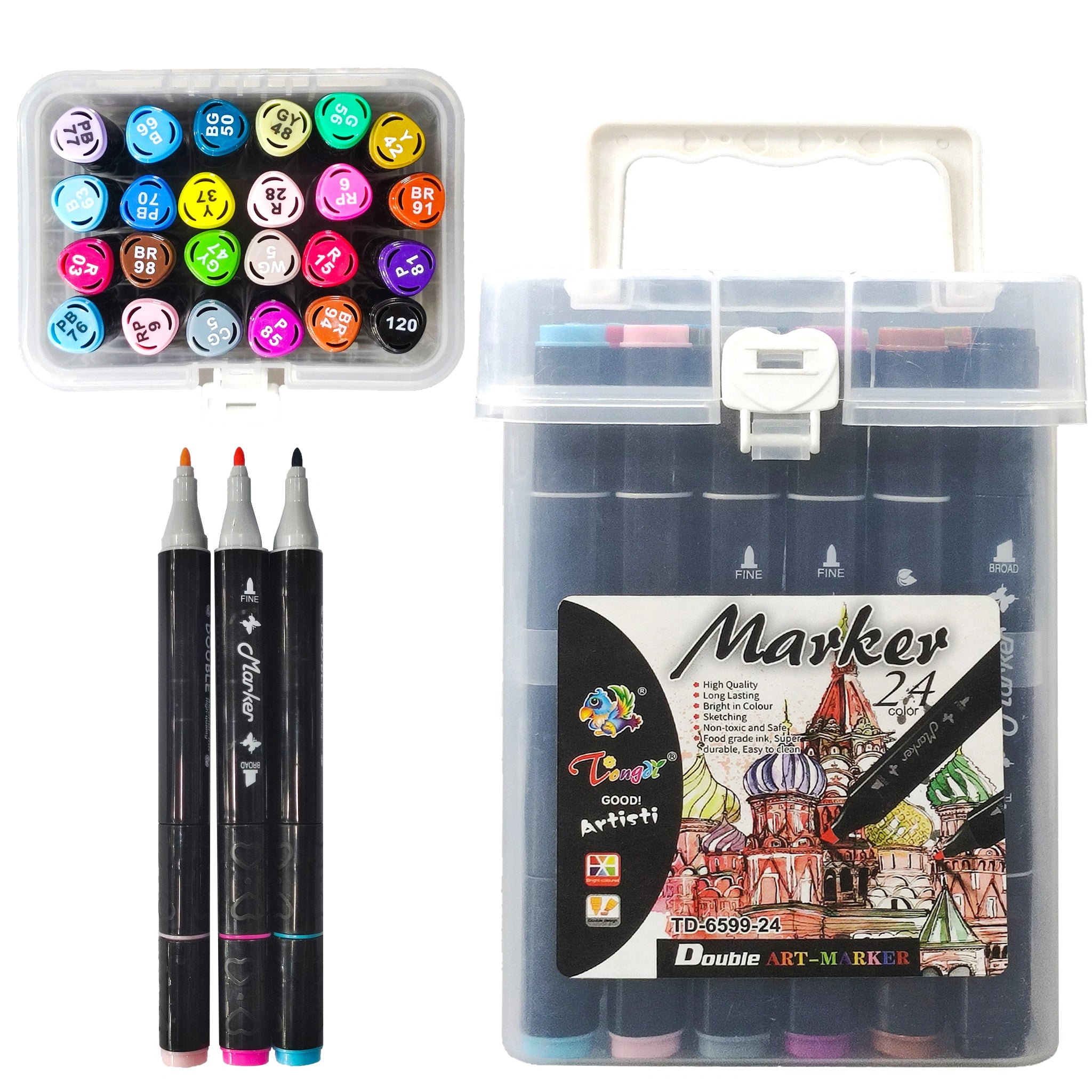 Double Sided Marker Colours 24PCS TD6599-24 - Saleemi Book Depot in pakistan