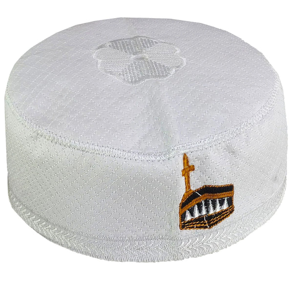 Embroidery White Muslim Prayer Cap