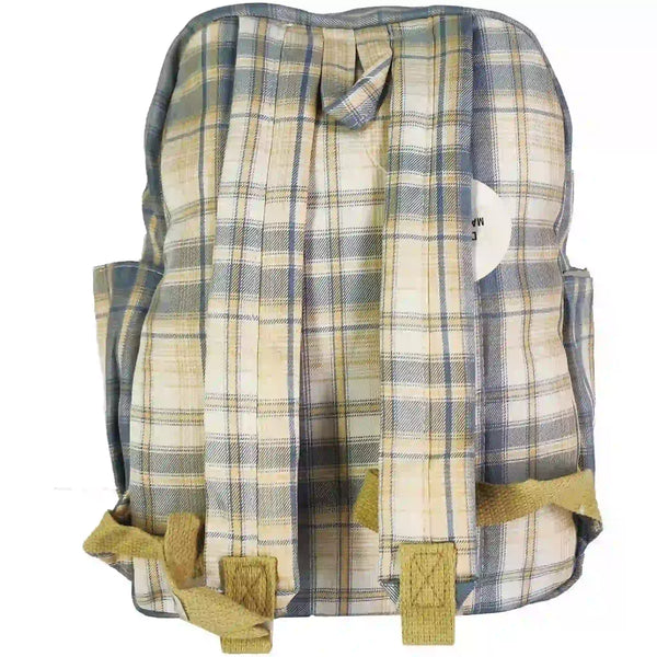 Girls Bag with Check Print and Teddy Toy