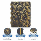 Large Notebook Gold Floral