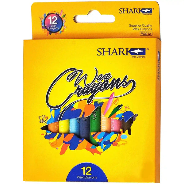 Shark 12 Colours Wax Crayons Box