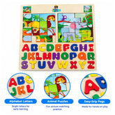 Wooden Alphabet and Animal Jigsaw Puzzle Board - Saleemi Book Depot in pakistan