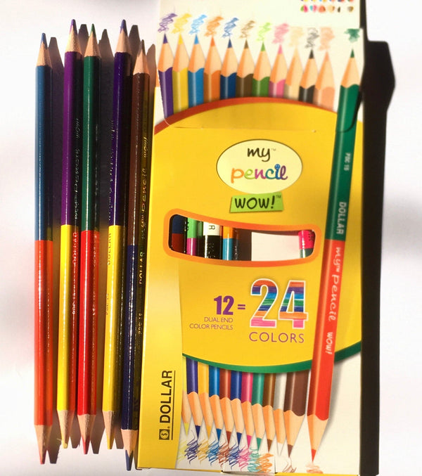 Dollar 24 In 12 Colour Pencils with dual end. - Saleemi Book Depot