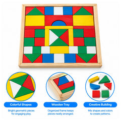 48-Piece Wooden Geometric Building Block Puzzle Set