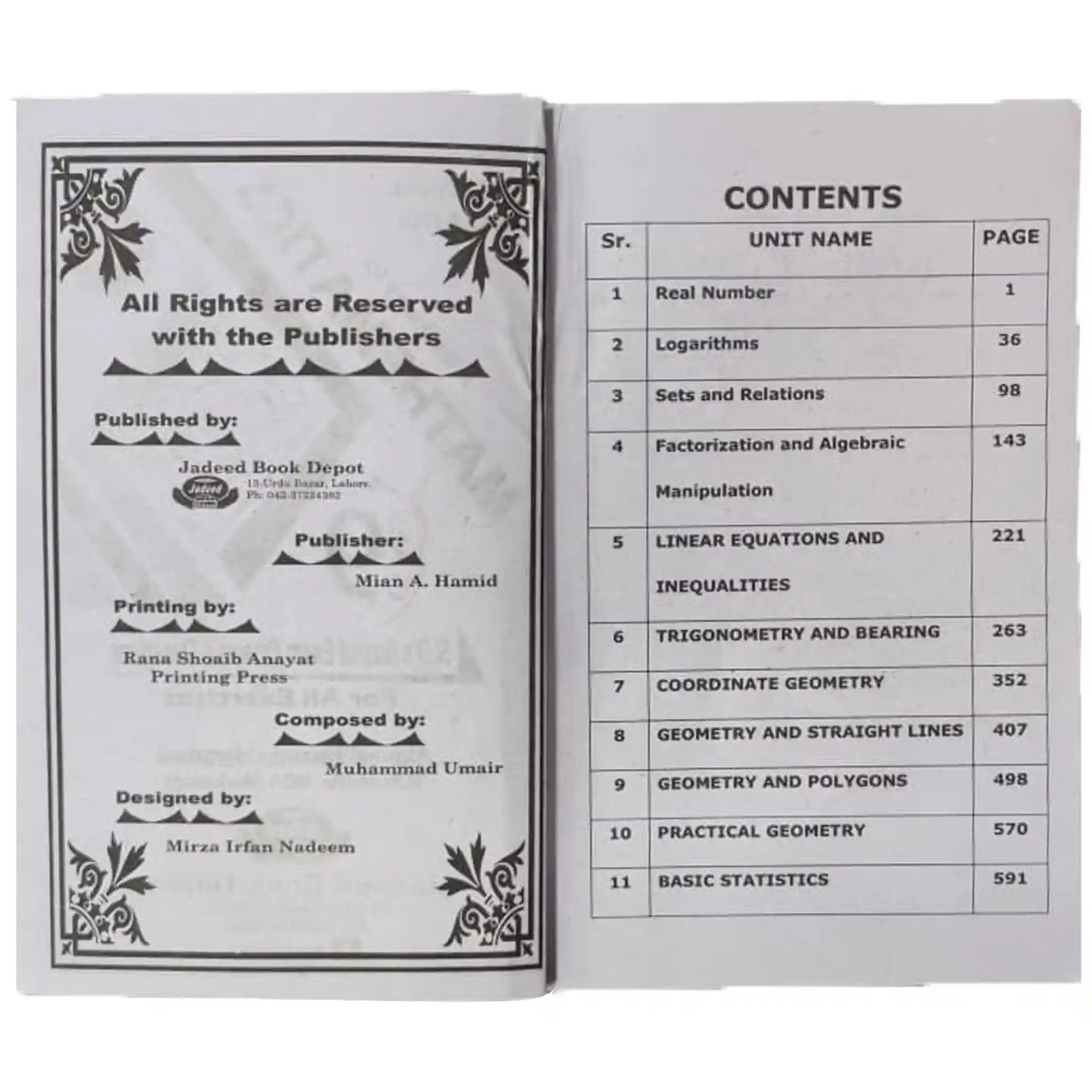 A Gateway to Mathematics 9 Class Federal Board SLOS Series - Saleemi Book Depot in pakistan