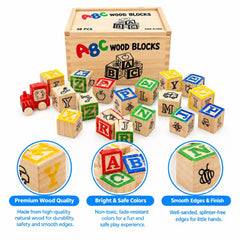 ABC & 123 Wood Blocks Large 48 Pcs Set