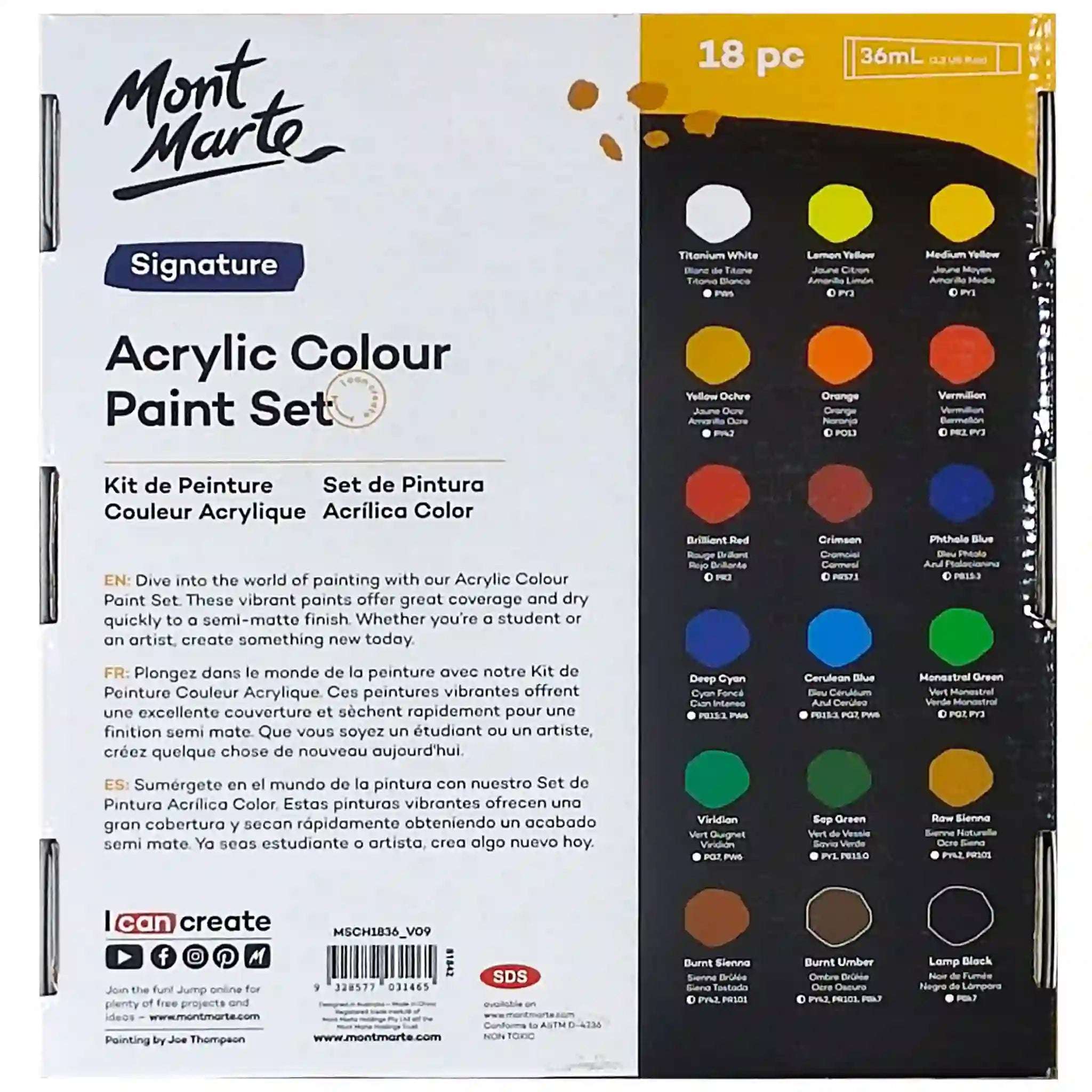 Acrylic Colour Paint Set Signature 18pc x 36ml - Saleemi Book Depot 