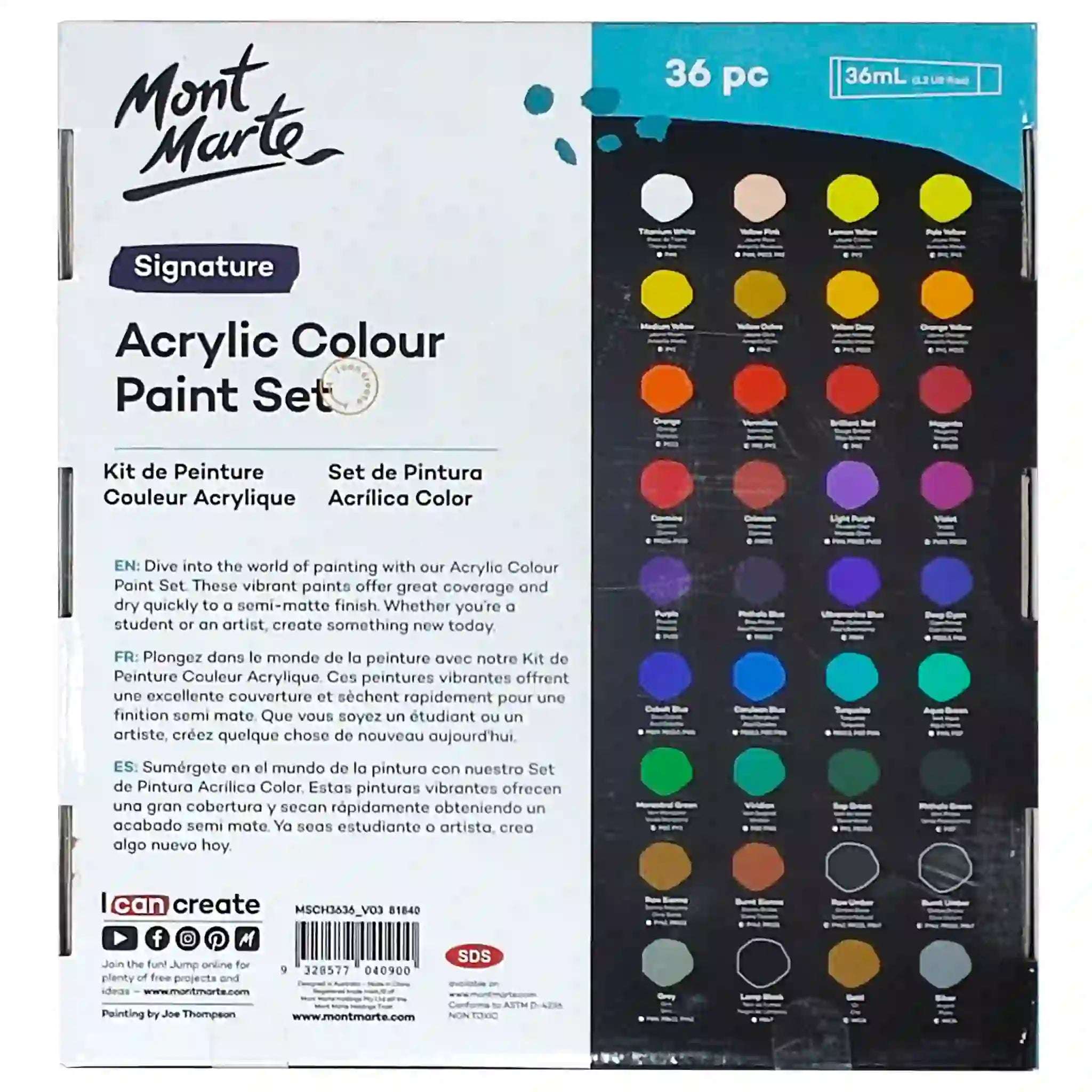 Acrylic Colour Paint Set Signature 36pc x 36ml - Saleemi Book Depot 