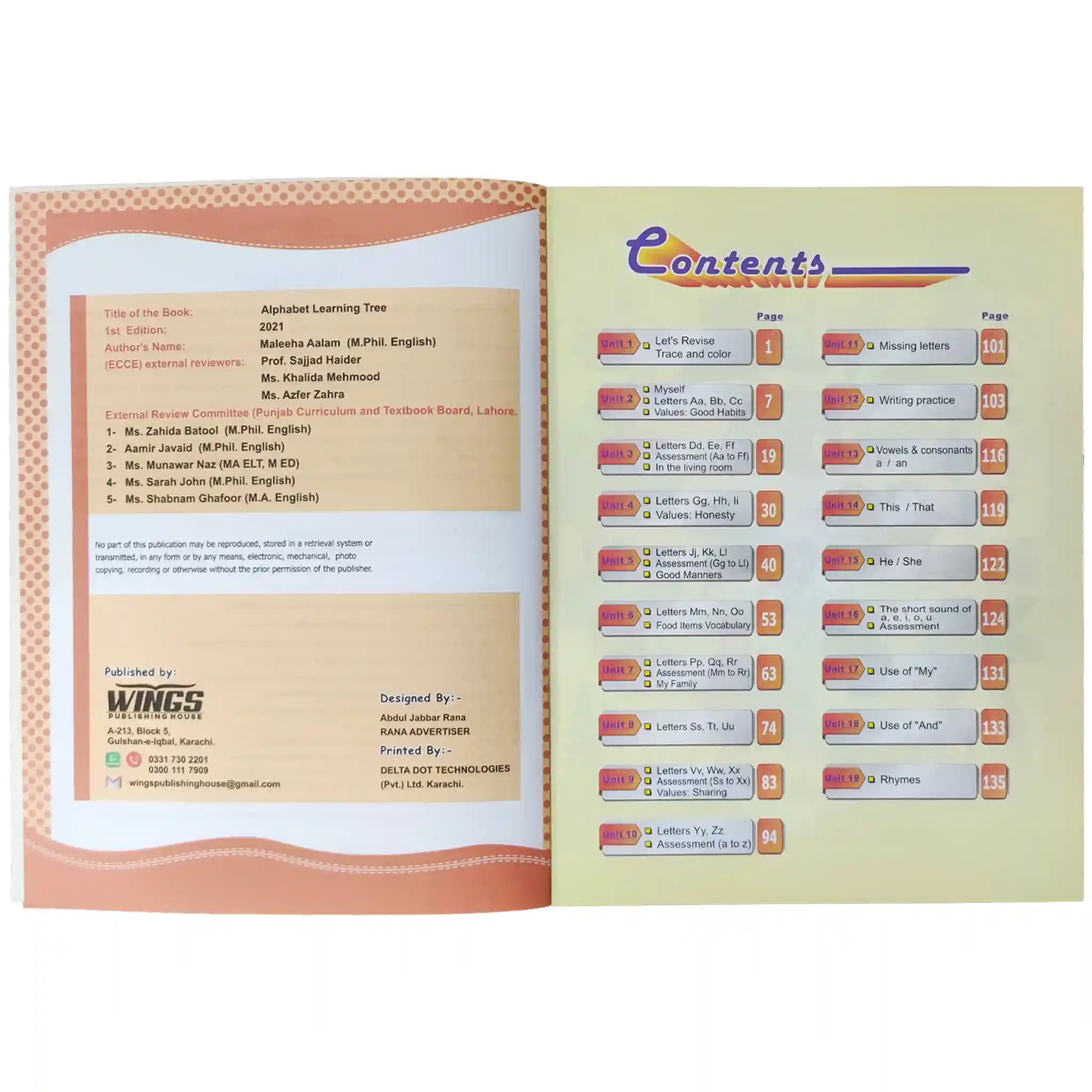 Alphabet Learning Tree Nursery Wings Publisher - Saleemi Book Depot in pakistan