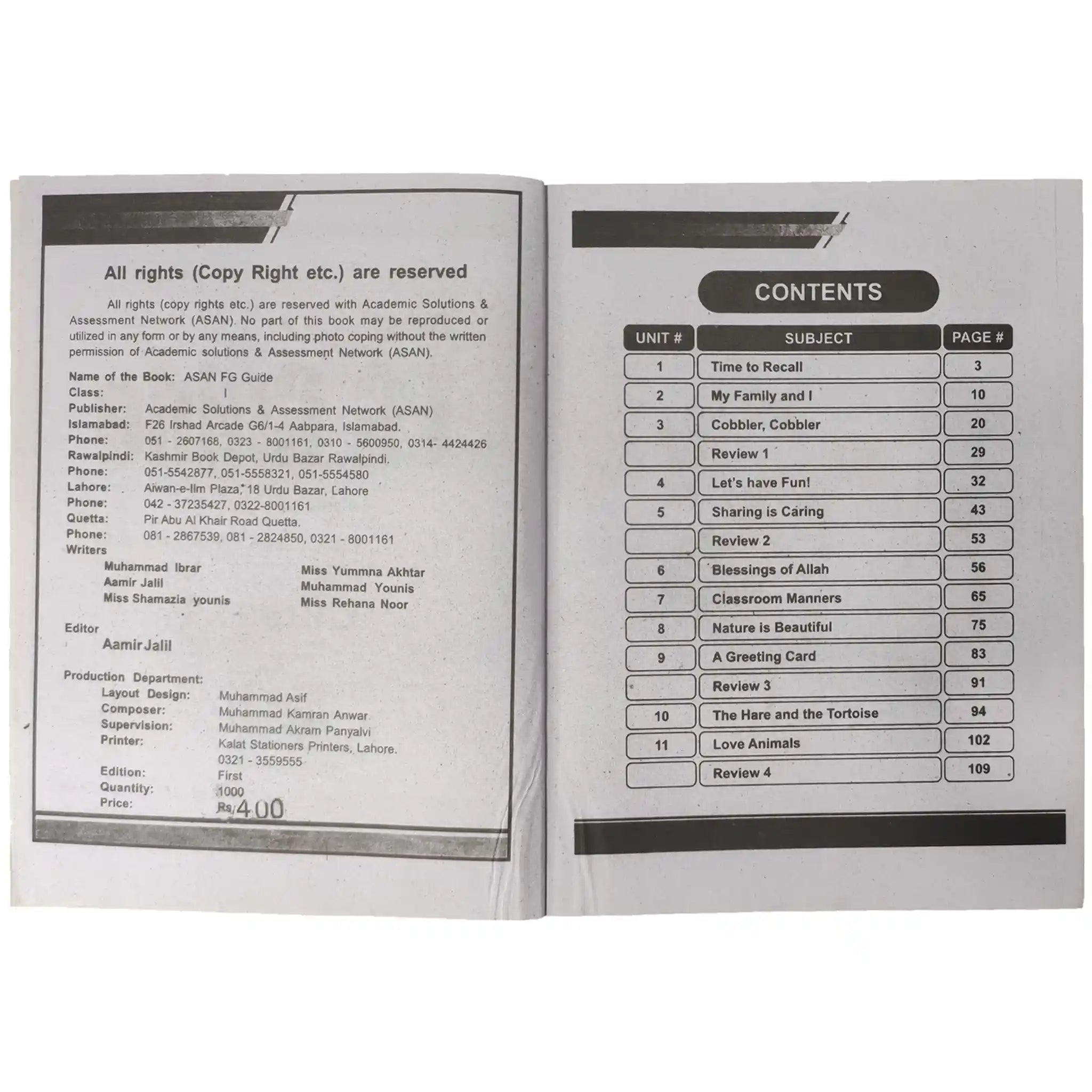 Asan FG Teacher Guide Class 1