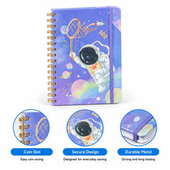 Astronaut Planet Gold Foiled Spiral A5 Notebook