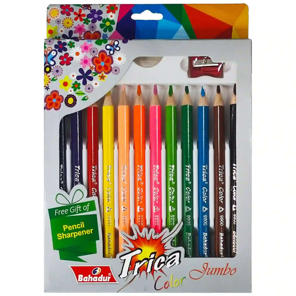 Bahadur 12 Colour Pencil Trica Jumbo Box - Saleemi Book Depot 