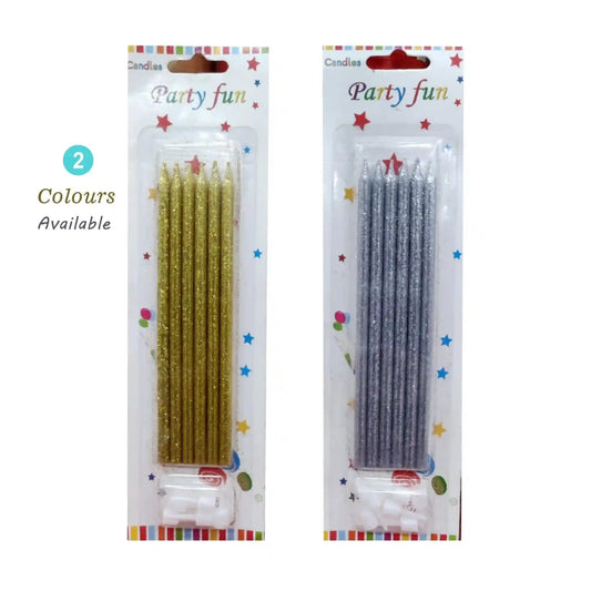 Birthday Golden & Silver Glitter Candle 6Pcs Pack - Saleemi Book Depot in pakistan