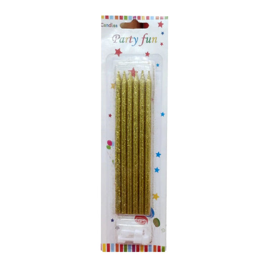 Birthday Golden & Silver Glitter Candle 6Pcs Pack - Saleemi Book Depot in pakistan