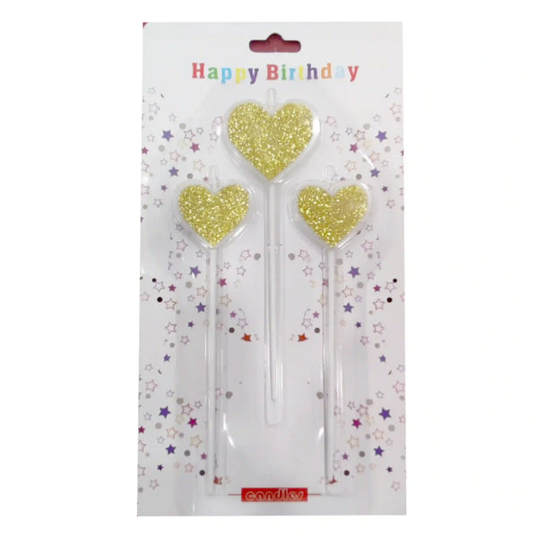 Birthday Candle Love Glitter 3Pcs Pack - Saleemi Book Depot