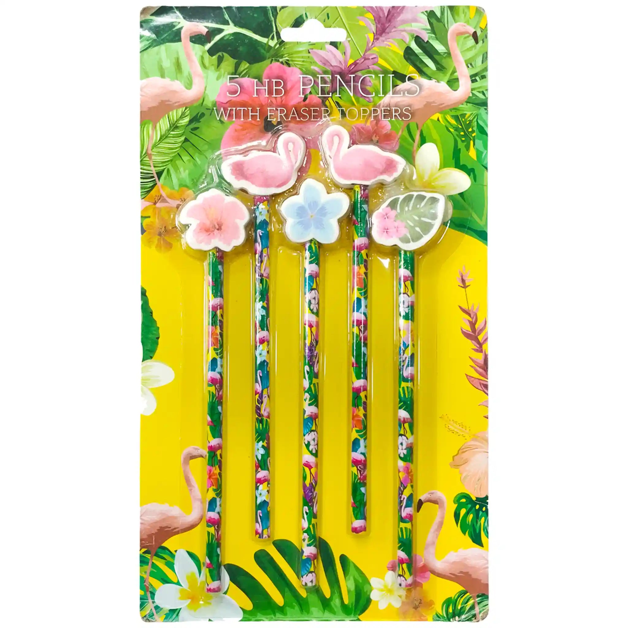 Blister Pack of 5 pencils with flamingo-shaped eraser - Saleemi Book Depot in pakistan