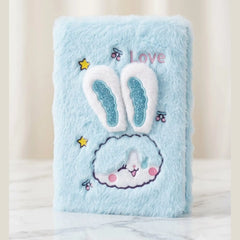 Blue Cute Fur Diary with Love Design A5
