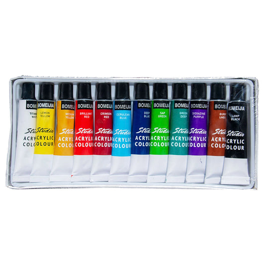 Bomeijia Studio Acrylic Colour 12Pcs - Saleemi Book Depot in pakistan