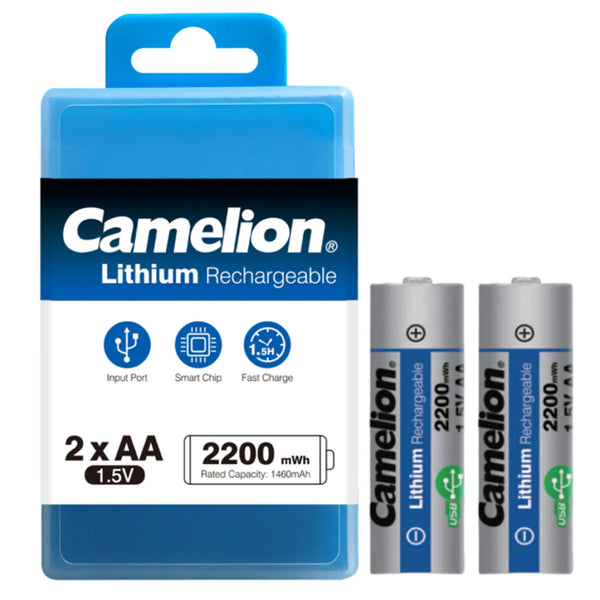Camelion USB C Rechargeable Lithium Batteries AA 1.5V 2200mWh