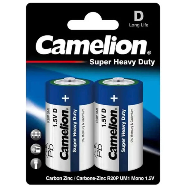 Camelion super heavy duty batteries R20 D size (2 batteries)