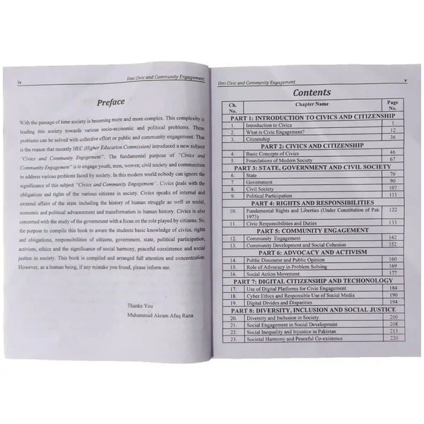 Civics & Community Engagement For ADA ADS BS By Akram Afaq Rana - Saleemi Book Depot 