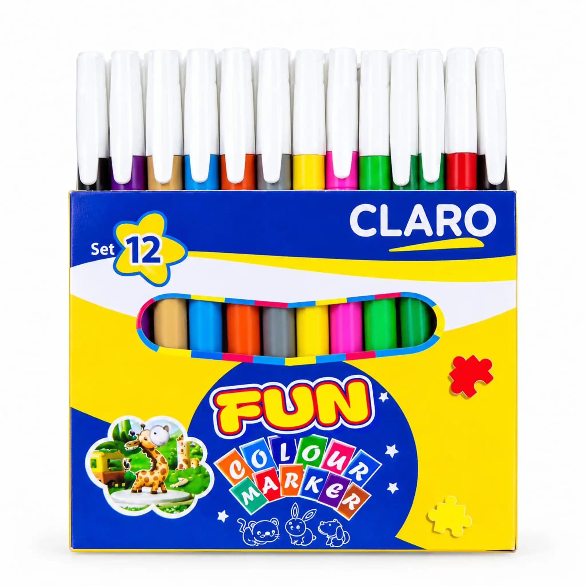 Claro Fun Colour Marker Set 12 Piece