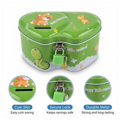 Colourful Metal Money Bank for Kids with Lock and Key