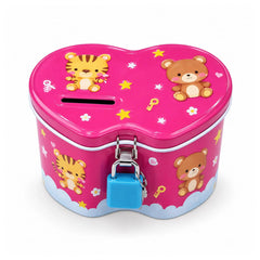 Colourful Metal Money Bank for Kids with Lock and Key