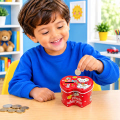 Cute Cartoon Steel Tin Money Box with a Lock and Key