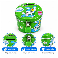 Cylinder Design Cartoon Print Metal Piggy Bank