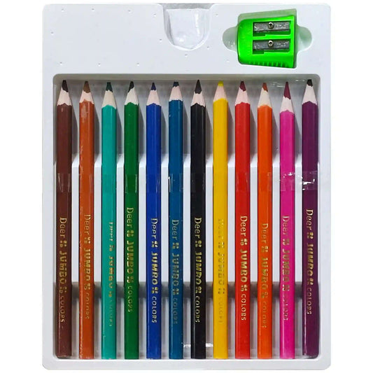 Deer 12 Colour Pencil Jumbo 300 12 - Saleemi Book Depot 