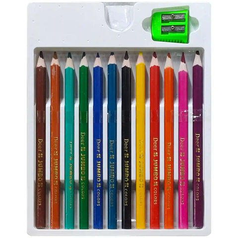 Deer 12 Colour Pencil Jumbo 300 12 - Saleemi Book Depot 