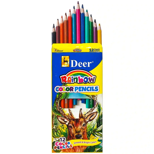 Deer 12 Colour Pencil Rainbow Full Card - Saleemi Book Depot 