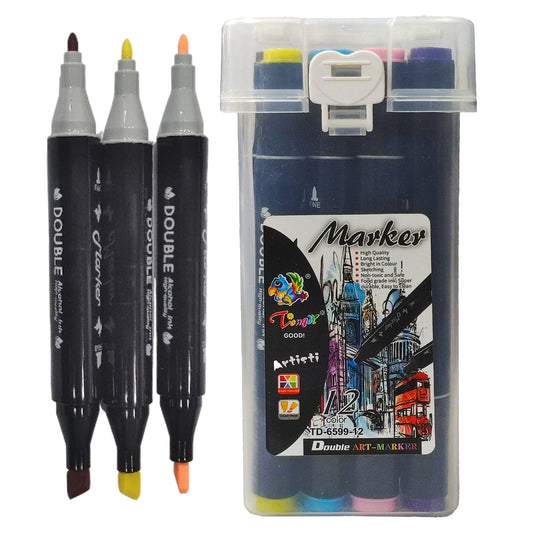 Double Art Colour Marker 12PCS Art No TD6599-12 - Saleemi Book Depot in pakistan