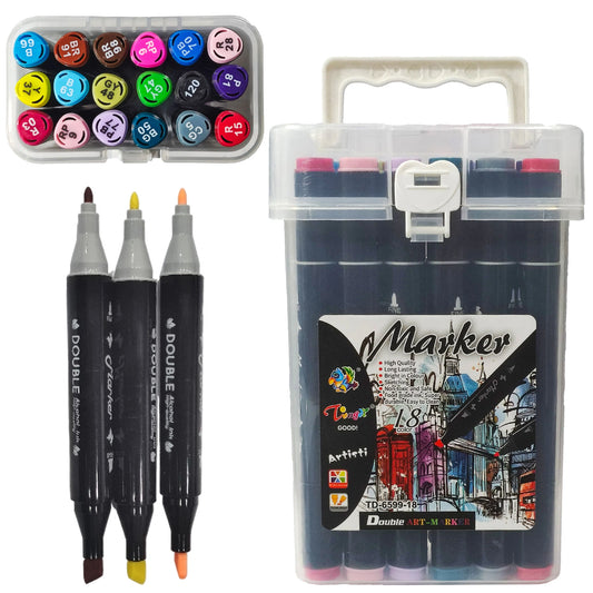 Double Art Marker 18 Pcs Art No TD6599-18 - Saleemi Book Depot in pakistan