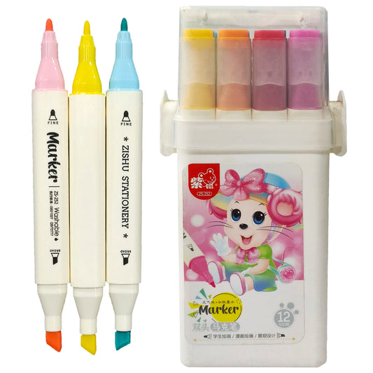 Double Sided Marker Colour 12PCS ZS252 - Saleemi Book Depot in pakistan