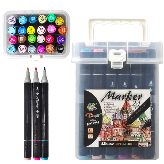 Double Sided Marker Colours 24PCS TD6599-24 - Saleemi Book Depot in pakistan