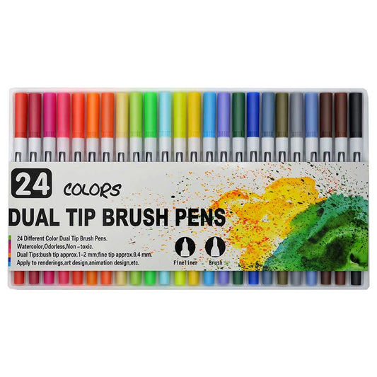 Dual Tip 24 Colour Brush Pen - Saleemi Book Depot in pakistan