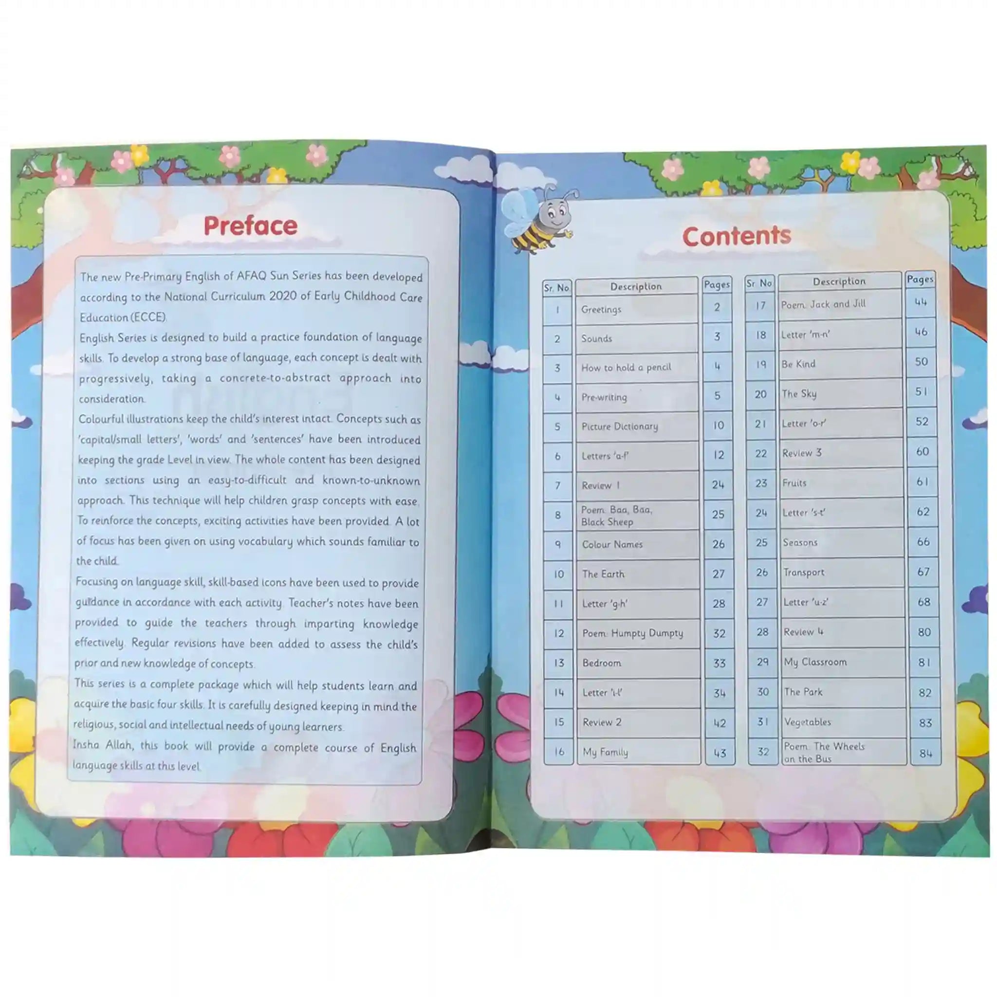 English Pre Primer Playgroup SNC KPK Afaq Sun Series - Saleemi Book Depot in pakistan