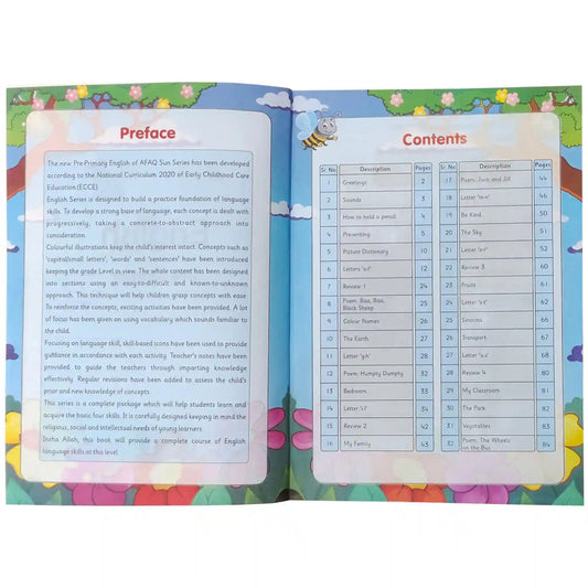 English Pre Primer Playgroup SNC KPK Afaq Sun Series - Saleemi Book Depot in pakistan