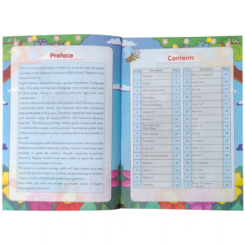 English Pre Primer Playgroup SNC KPK Afaq Sun Series - Saleemi Book Depot in pakistan