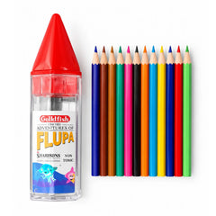 Goldfish Flupa Colour Pencil Half Size 12 Colours Hexagonal Plastic Jar