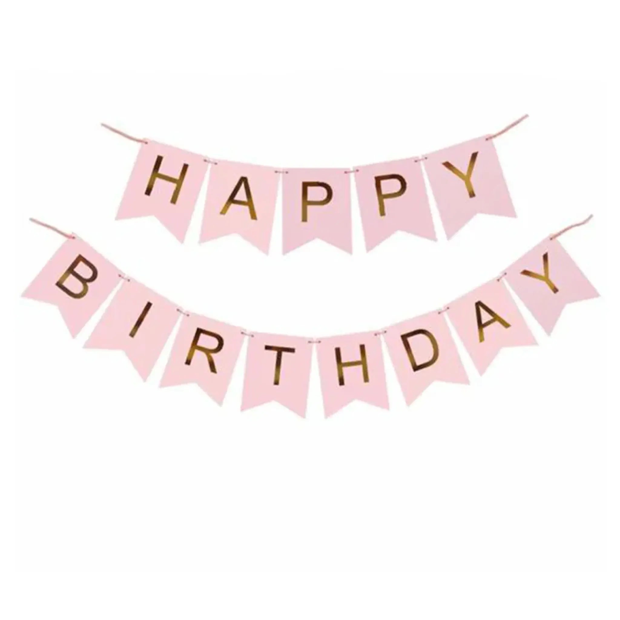 happy birthday flag banner pink
