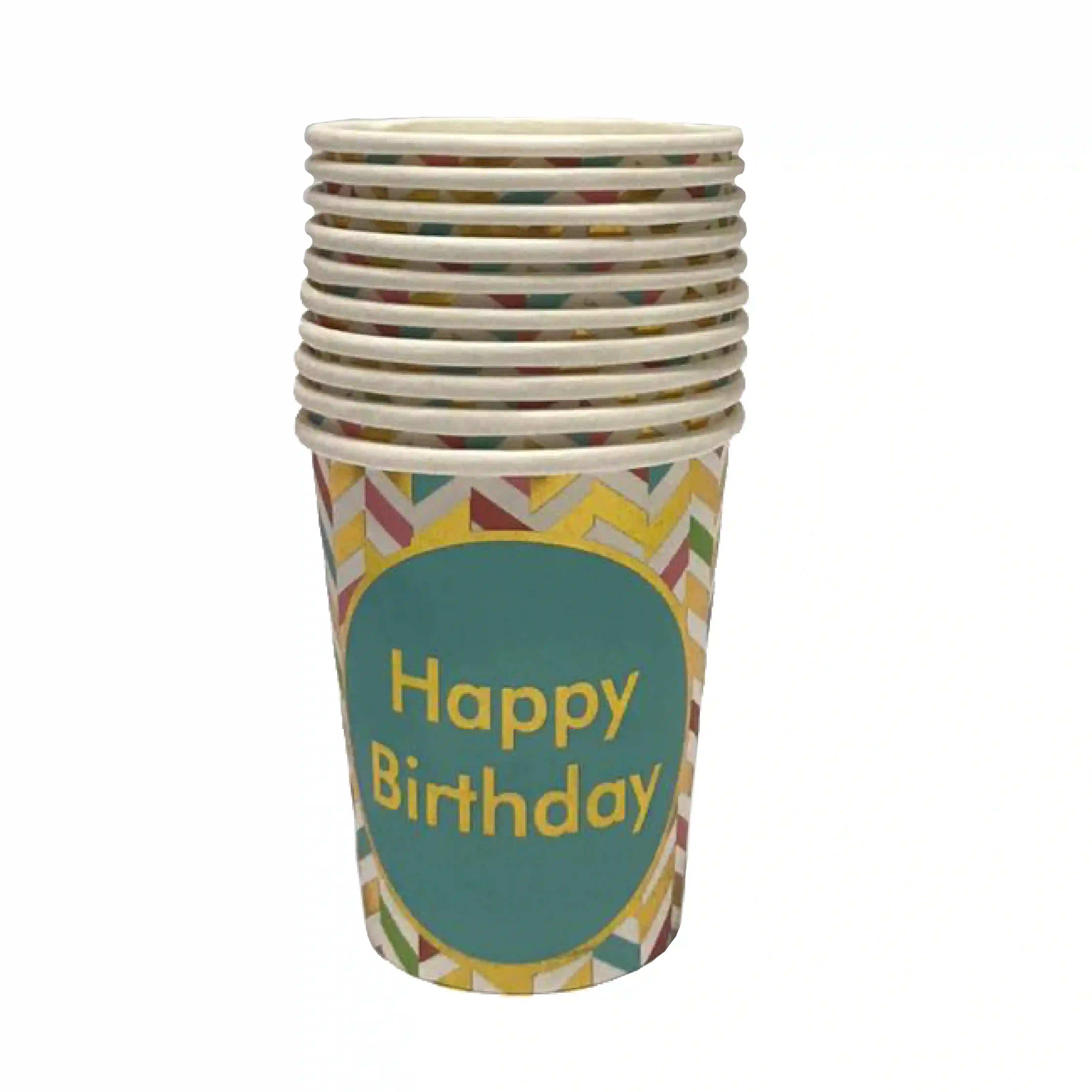 Happy Birthday Printed Disposable Paper Cups 10pcs Pack - Saleemi Book Depot in pakistan
