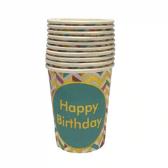 Happy Birthday Printed Disposable Paper Cups 10pcs Pack - Saleemi Book Depot in pakistan