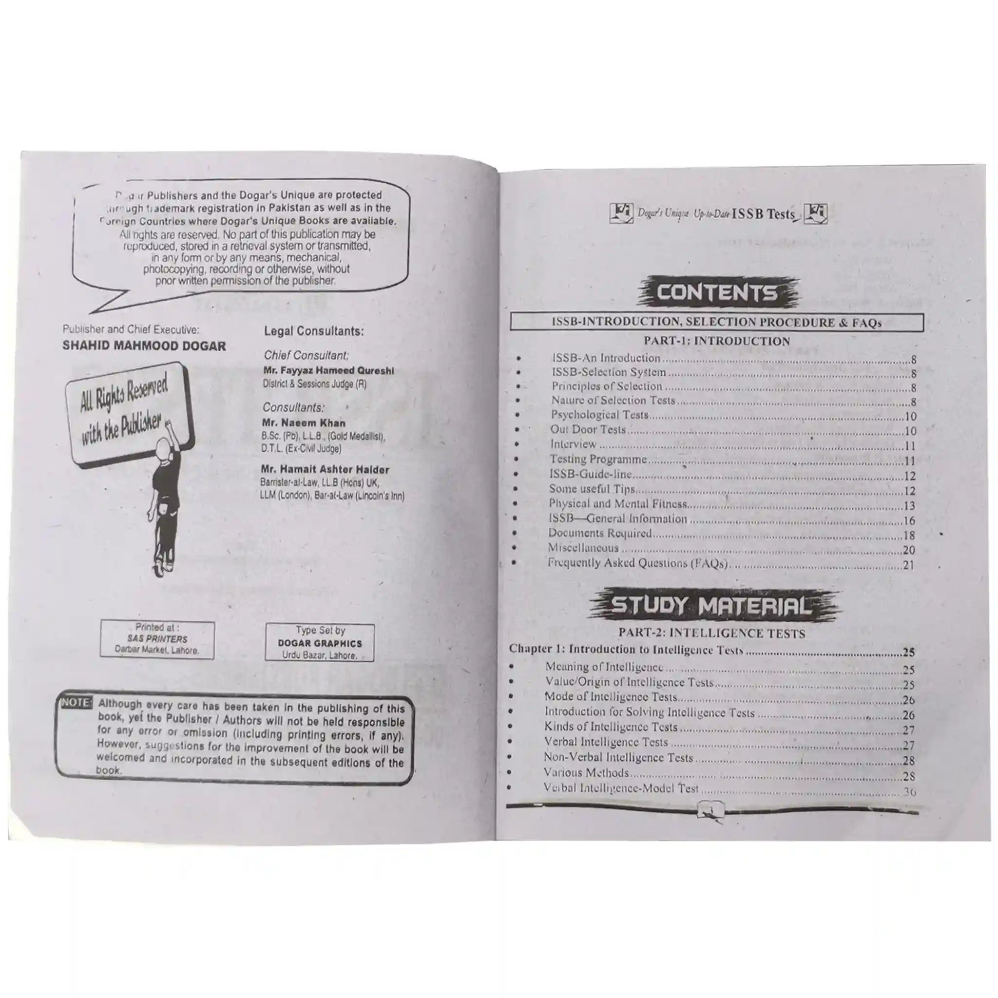ISSB Tests Book by Dogar Brothers - Saleemi Book Depot in pakistan