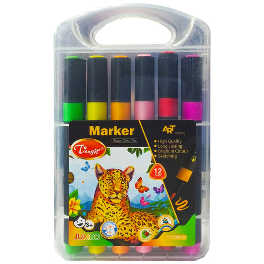 Jumbo Water Colour Marker Pen 12PCS TD8299-12 - Saleemi Book Depot 